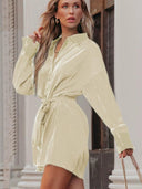 Fall 2024 New Arrival Pure Color Long Sleeves Dress