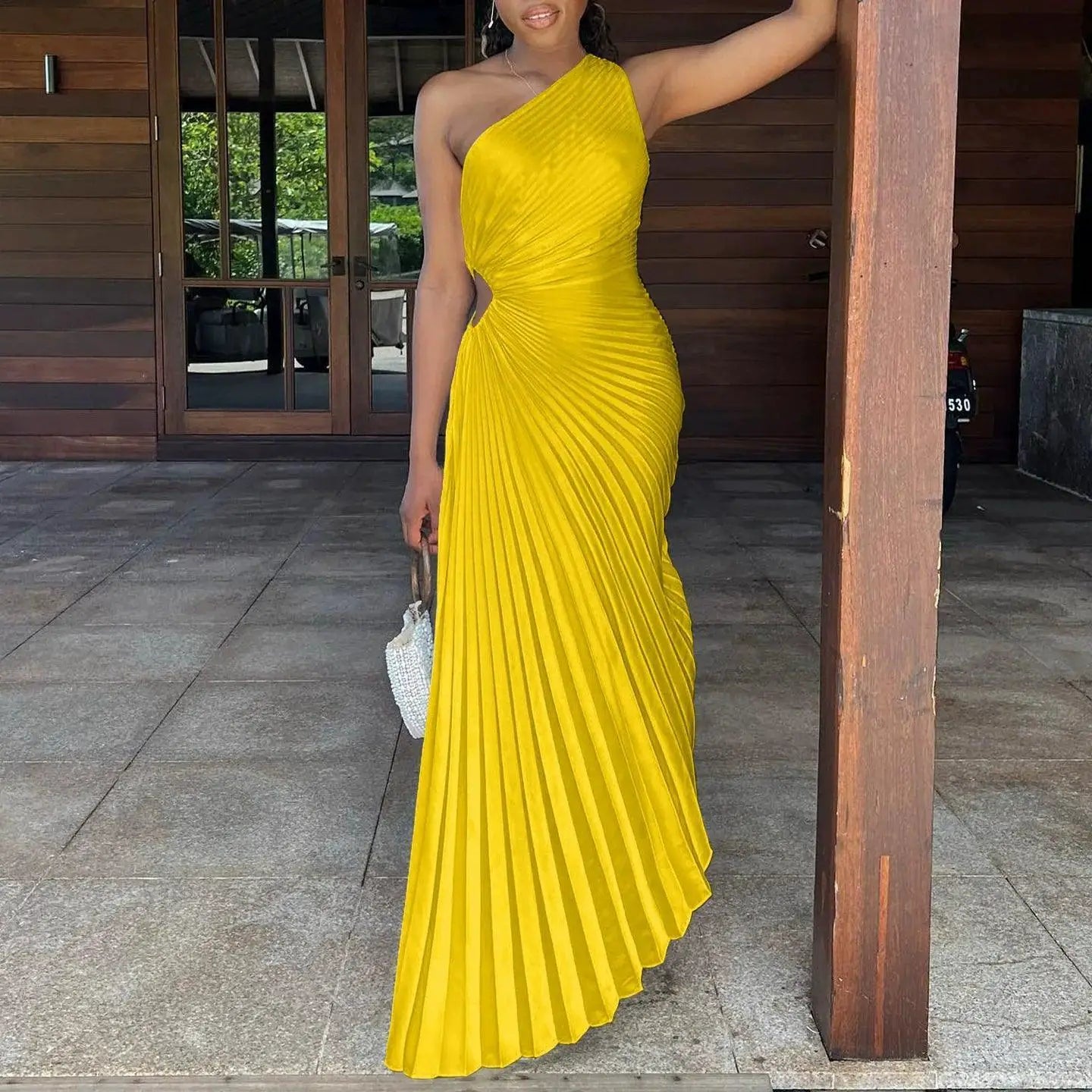 Glossy One Shoulder African Dress Stylish Summer Chic