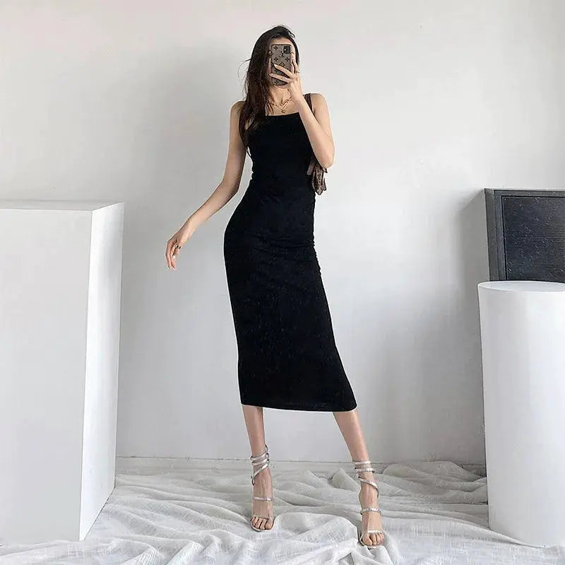 Black Backless Overall Dress Chic Urban Style Trend