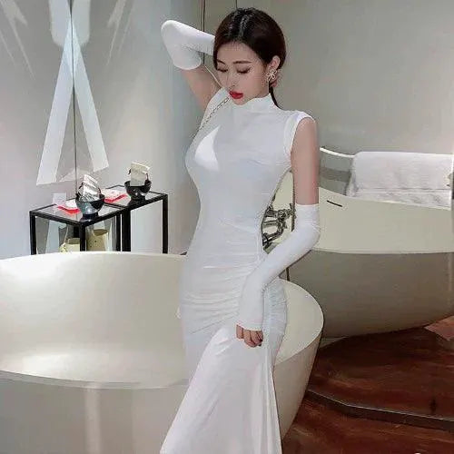 Socialite Turtleneck Vest Chic Asymmetrical Sleeves Trend