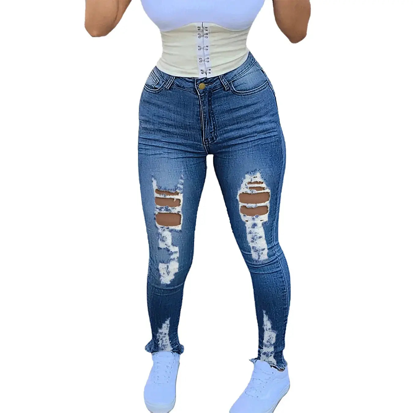 Jeans Plus Size Holes Blue Jeans For Trendy Summer Style