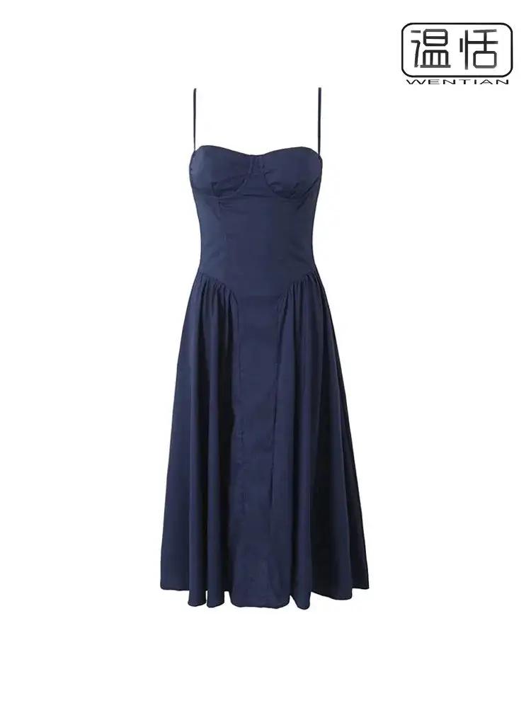 Ruched French Retro Square Collar Steel Ring Suspender Skirt - OurLum.com