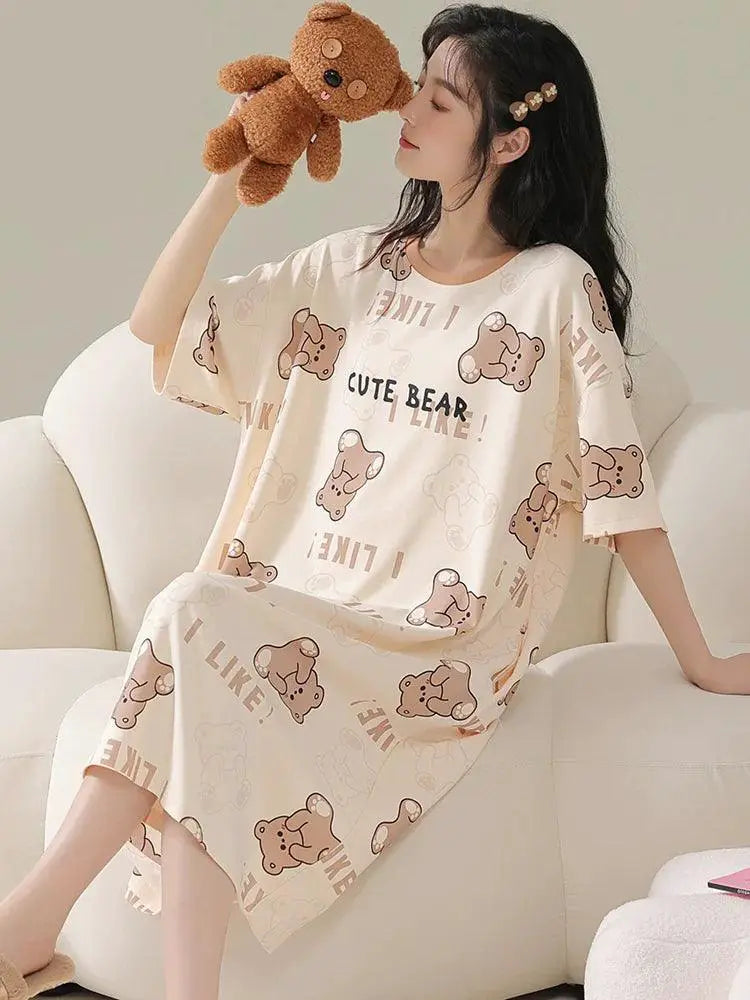 Palanduo Nightdress Summer Cotton Sleepwear For Women