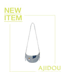 Ajidou Denim Patchwork Retro Crossbody Bag for Casual Use