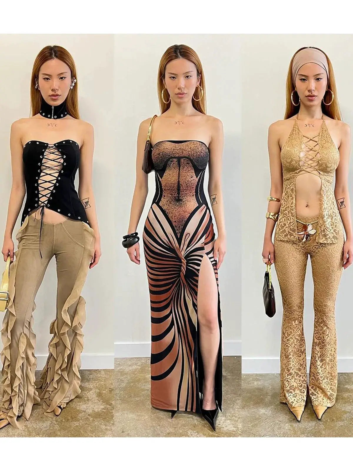 KKX Tube Top Dress Street Style With High Slit Trend