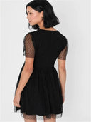 Export Single Lu's Dark Pattern V Neck Swing Dress Gown