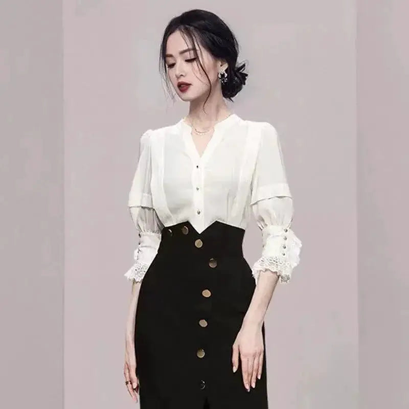 Autumn Elegance Nylon Dress Set Timeless Business Attire