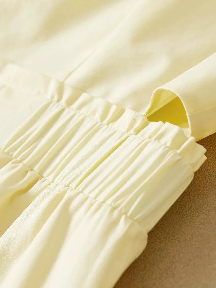 Square Collar A Line Dress Korean Chic Cotton Fashion