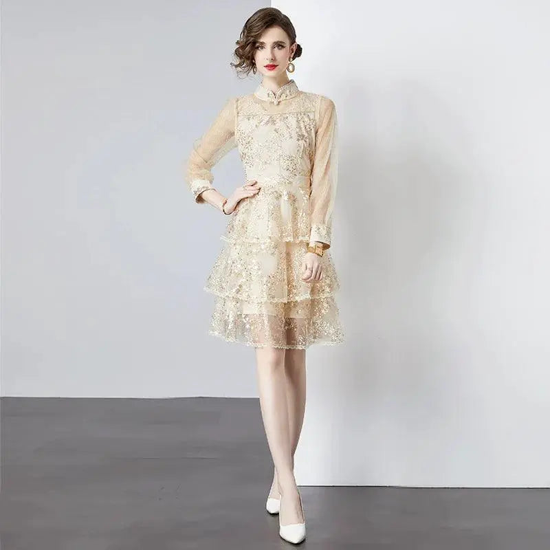 Haolaiwu Embroidered Sequin Dress For Elegant Women Fashion