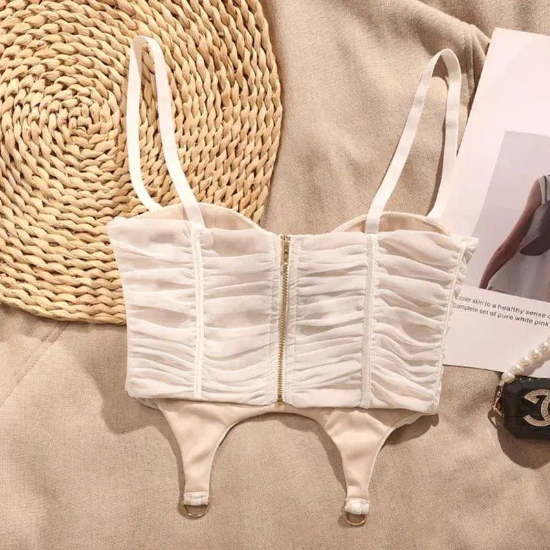 Fishbone Crop Top Glam Sling Vest For Club Events Partywear