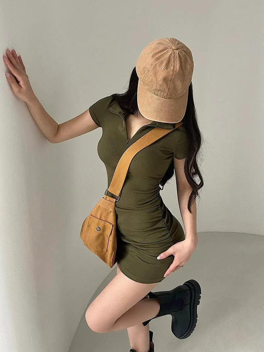 Sophisticated Sheath Dress With Chic Lapel Comfort Fit