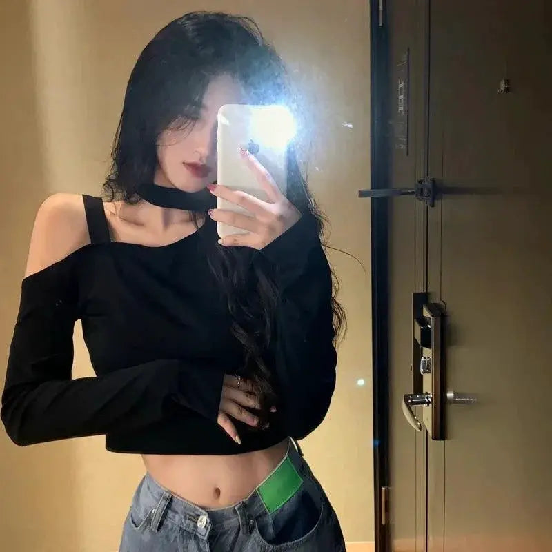 Strapless Black Blouse Elegant High Waist Top for Women