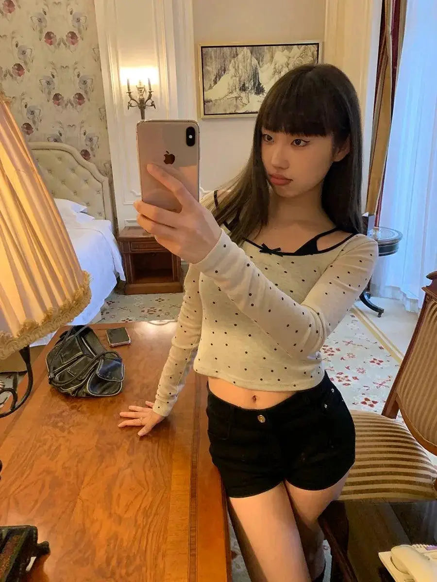 Comfy Wave Point Polka Dot Long Sleeves Shirt For Commute