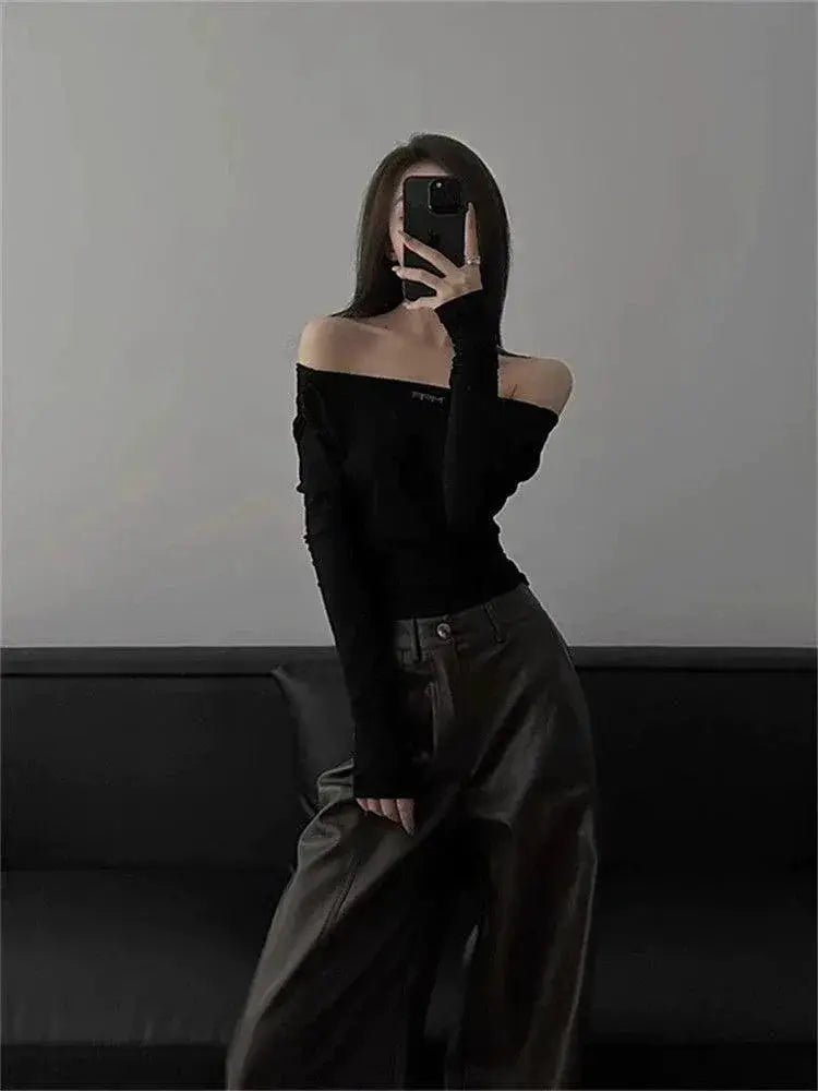Elegant Autumn Glamour Off Shoulder Top Embrace Youthfulness