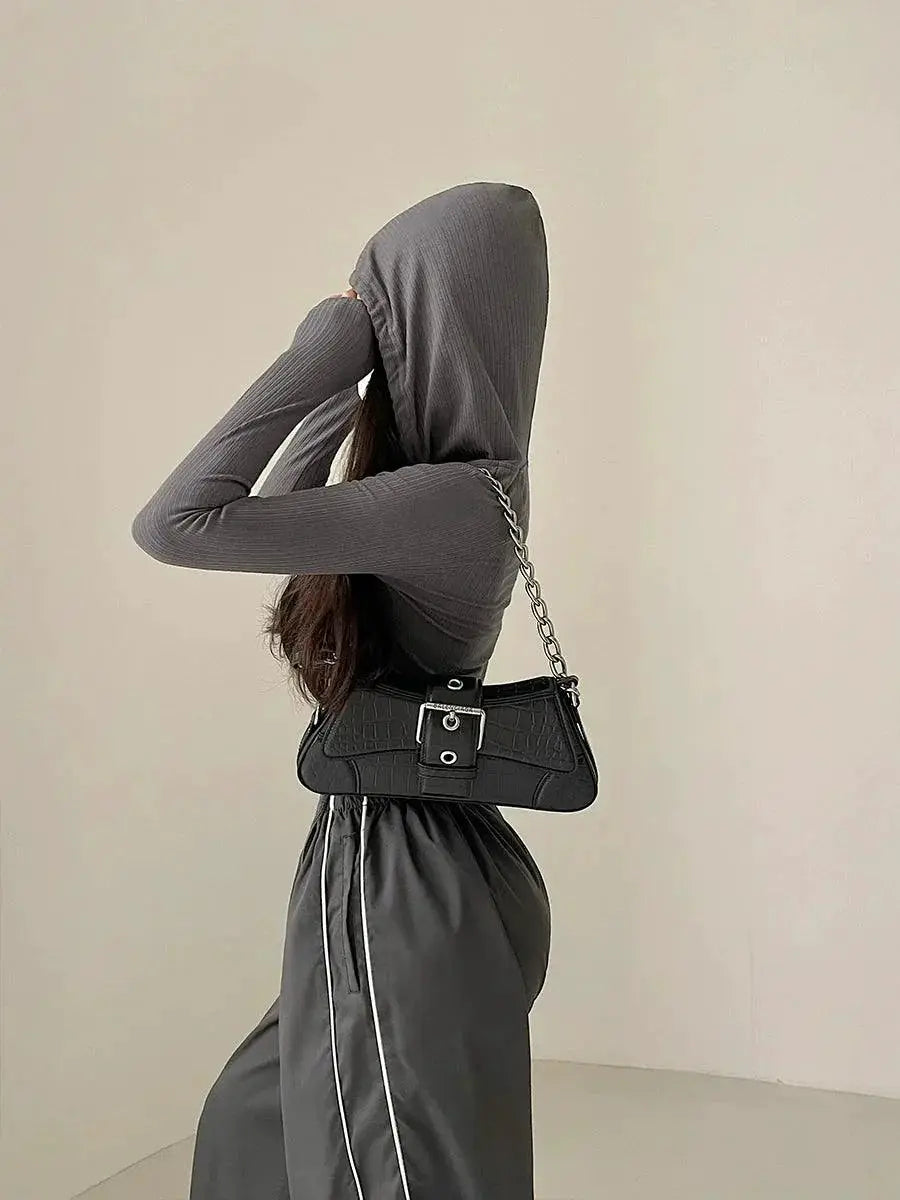 Hooded Crop Top Drawstring Fall Style Chic for Women
