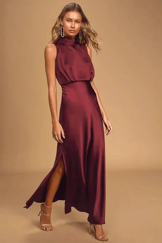 Smooth Elegance High Slit Socialite Dress Modern Day Chic