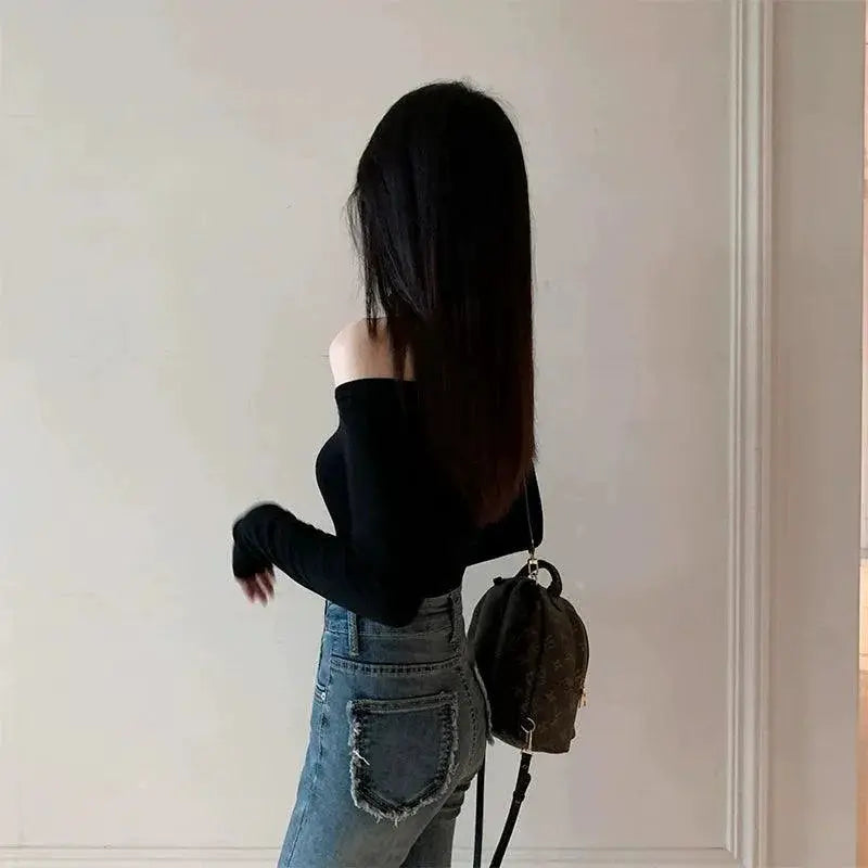 Halterneck Chic Black Hollow T Shirt For Modern Elegance