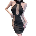 Backless Halterneck Mesh Dress for Women
