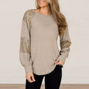 Festive Sequin Long Sleeve Top For Women