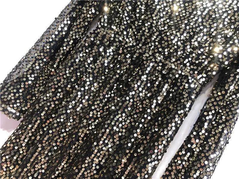 Bling Sequin Sparkle High Waist Gown Elegant Evening Dress