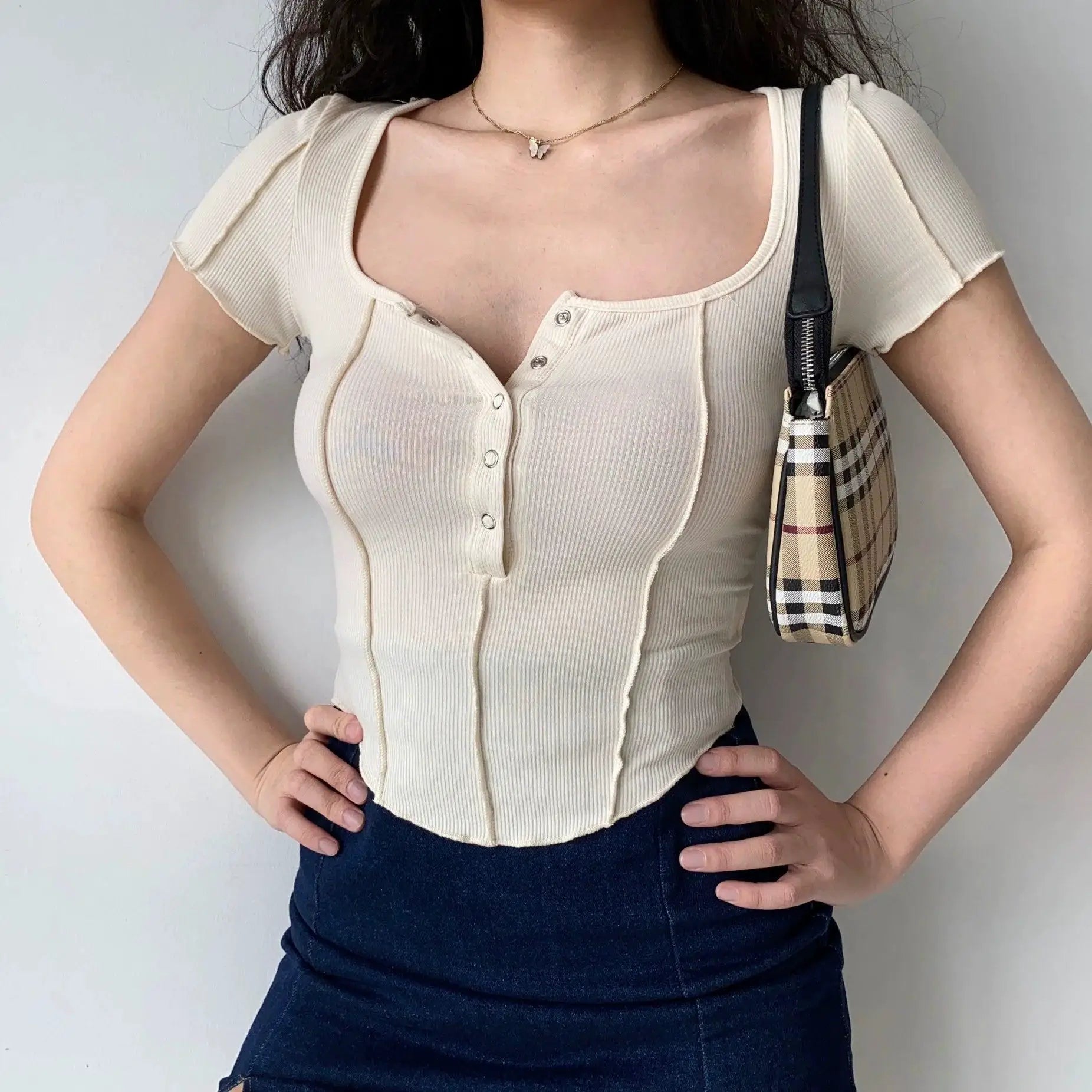 Go Chic U Collar Top Elegant Street Style Fashion Staple