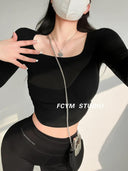 Chic Solid Long Sleeve T-shirt Fashion Forward Street Style