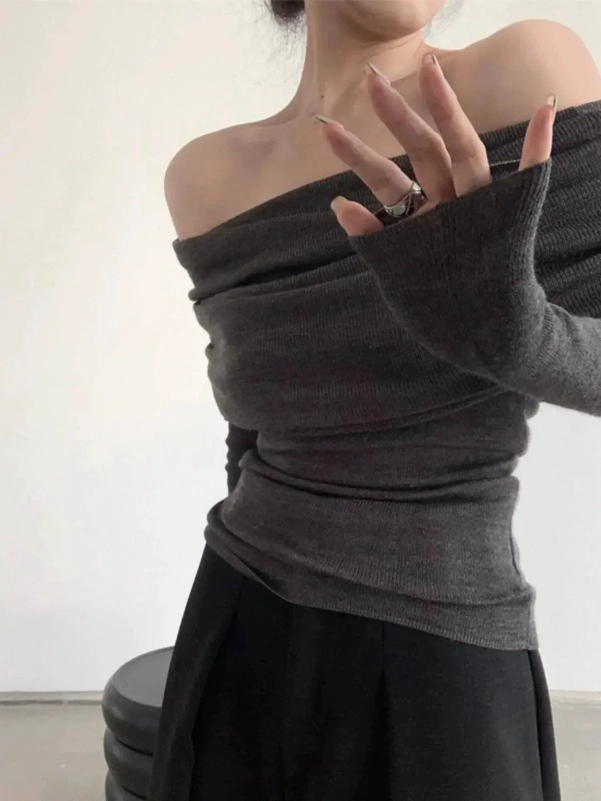 Off Shoulder Autumn Sweater Chic Womens Fashion Statement