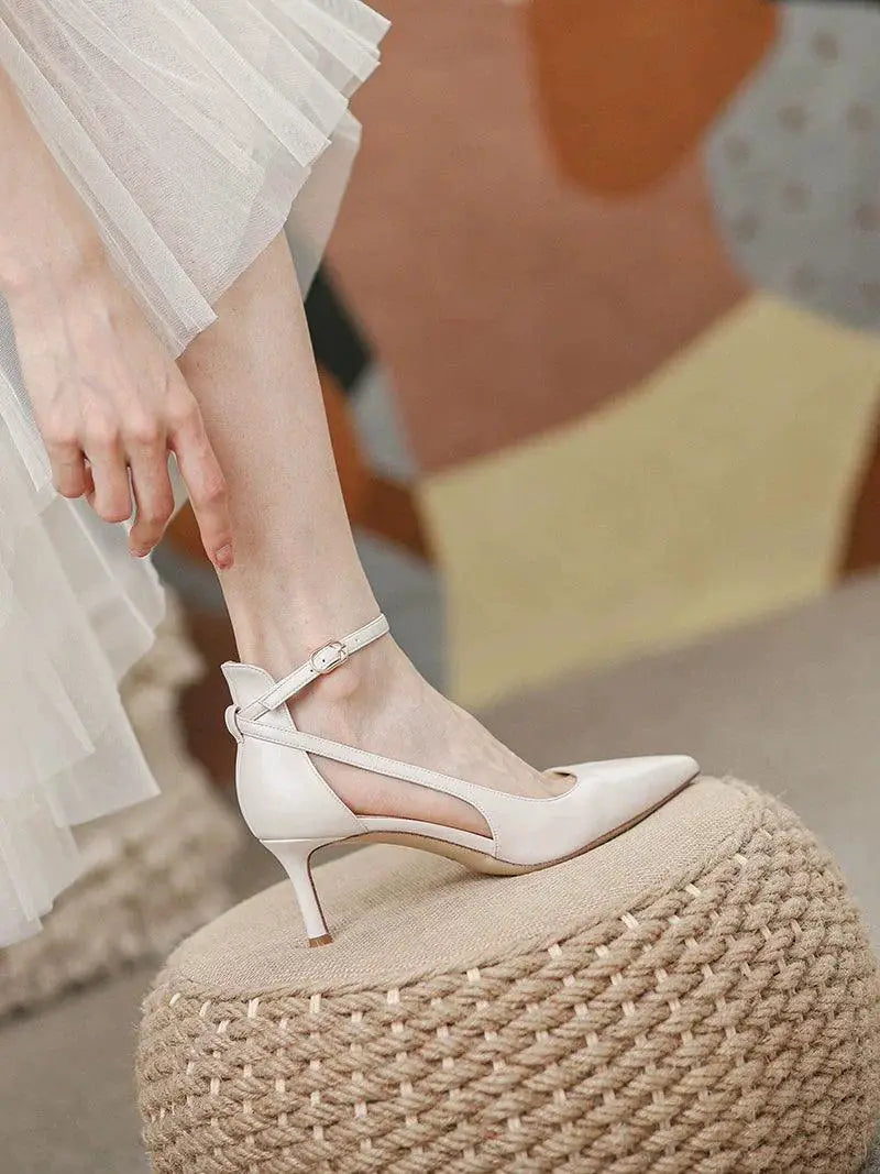 Feiyan Leather Mid Heel Shoes Elegant Versatile Footwear