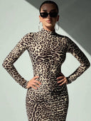 Leopard Print Dress Chic Waist-Trim Fashion Statement