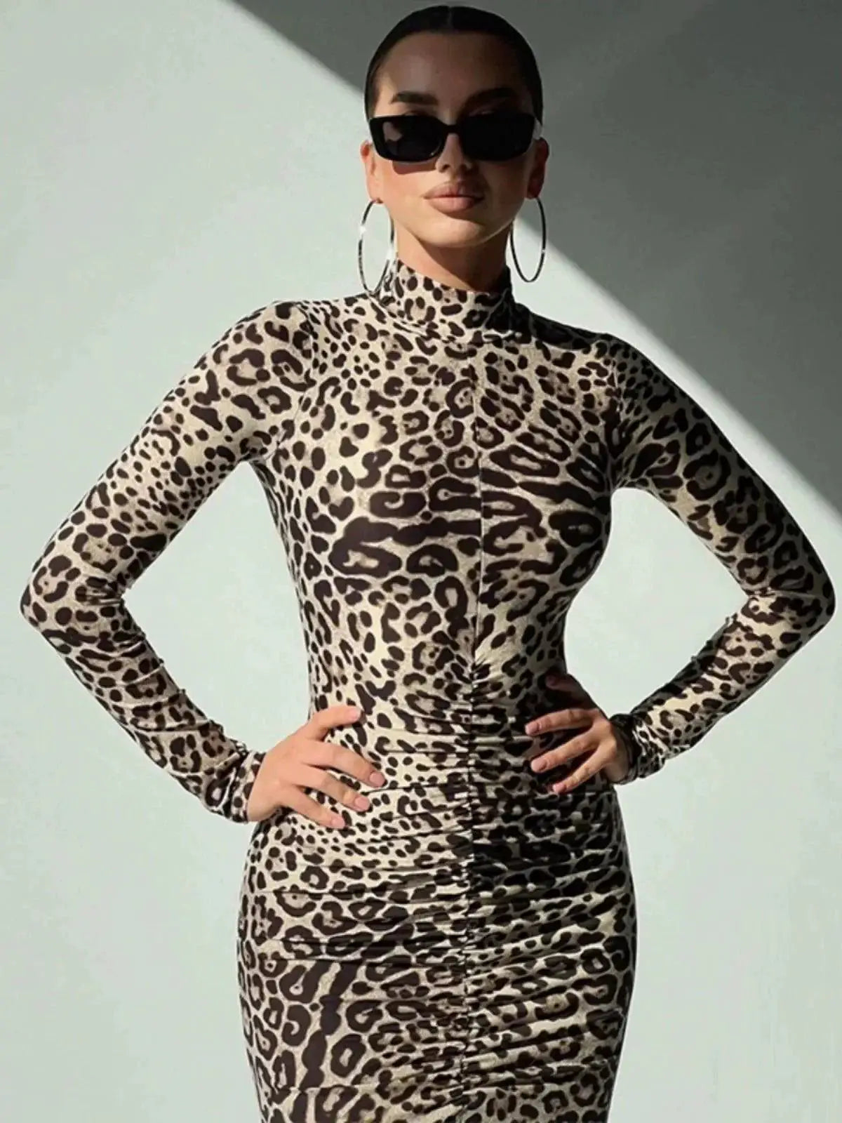 Leopard Print Dress Chic Waist Trim Fashion Statement