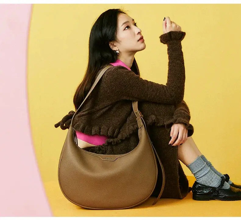Amazing Song Large Soft Cowhide Hobo Bag for Stylish Use