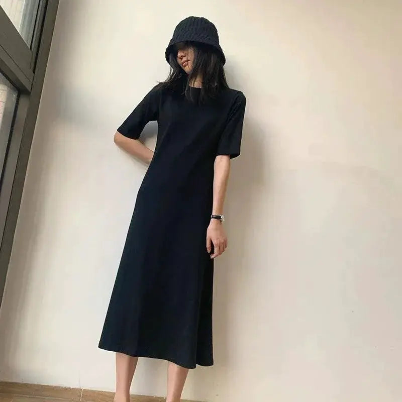 Chic Black Korean Style T Shirt Skirt Summer Fashion
