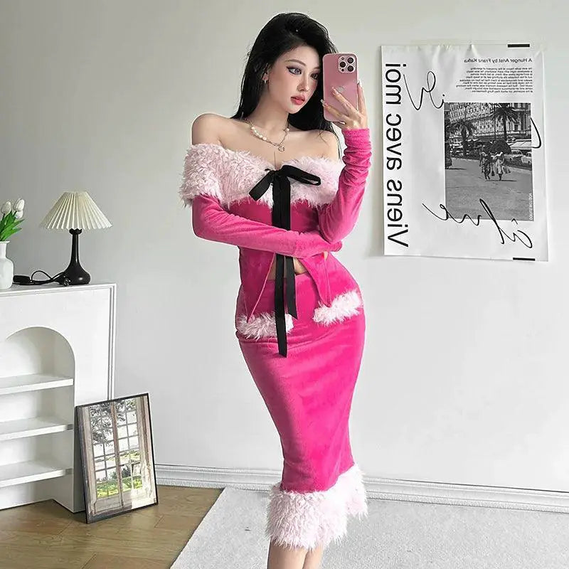 Autumn Elegance Fur Collar Set For Trendy Ages 18 To 25