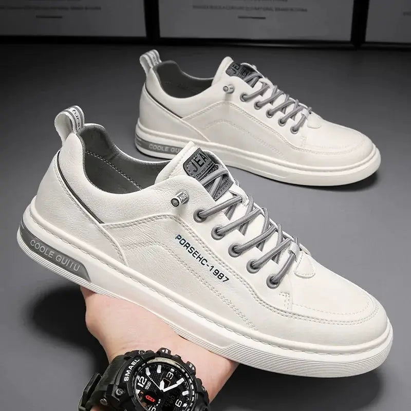White Autumn Casual Flats For Men Comfortable Everyday Wear