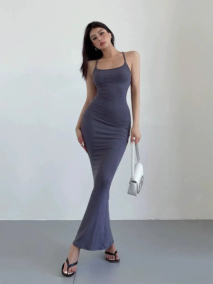 Liviahome American Style Sexy Lace Up Backless Slip Dress