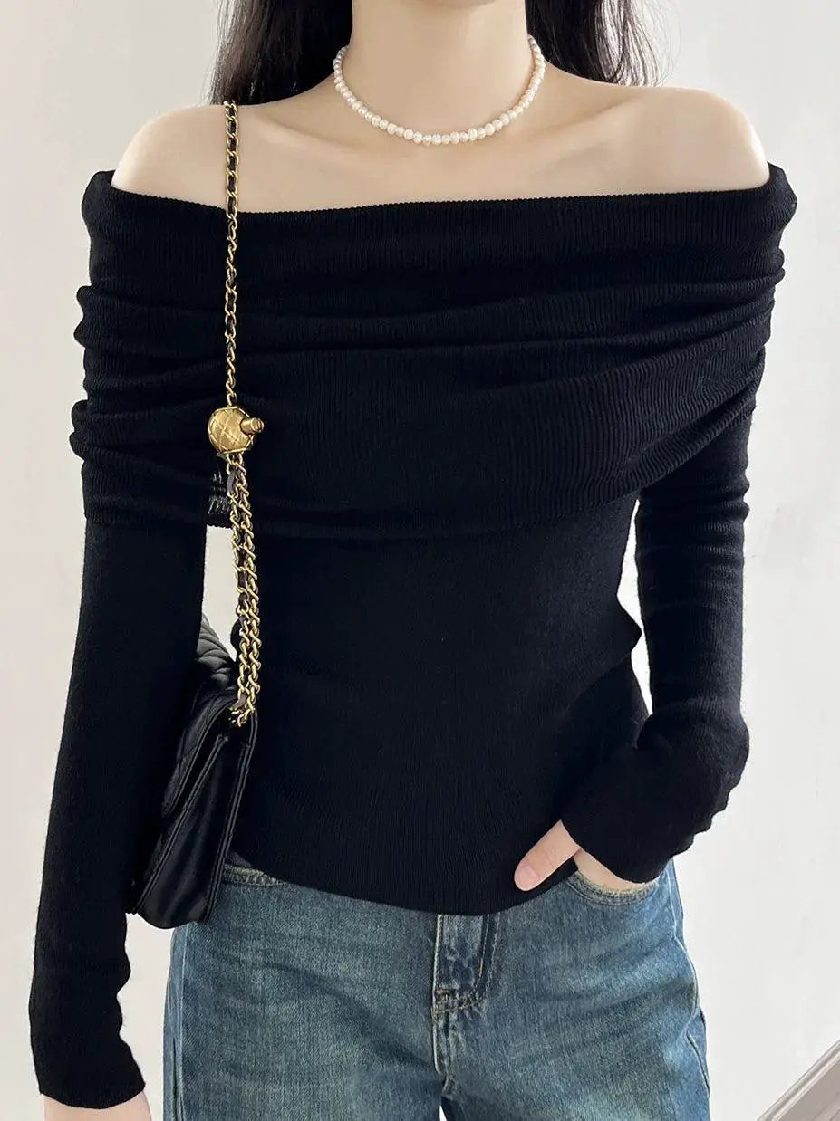 Chic Off Shoulder Sweater Elevate Your Autumn Wardrobe