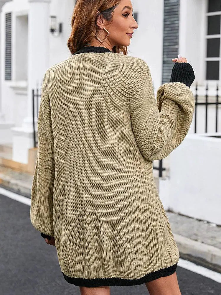 Drop Shoulder Long Sleeve Loose Cardigan Sweater Chic