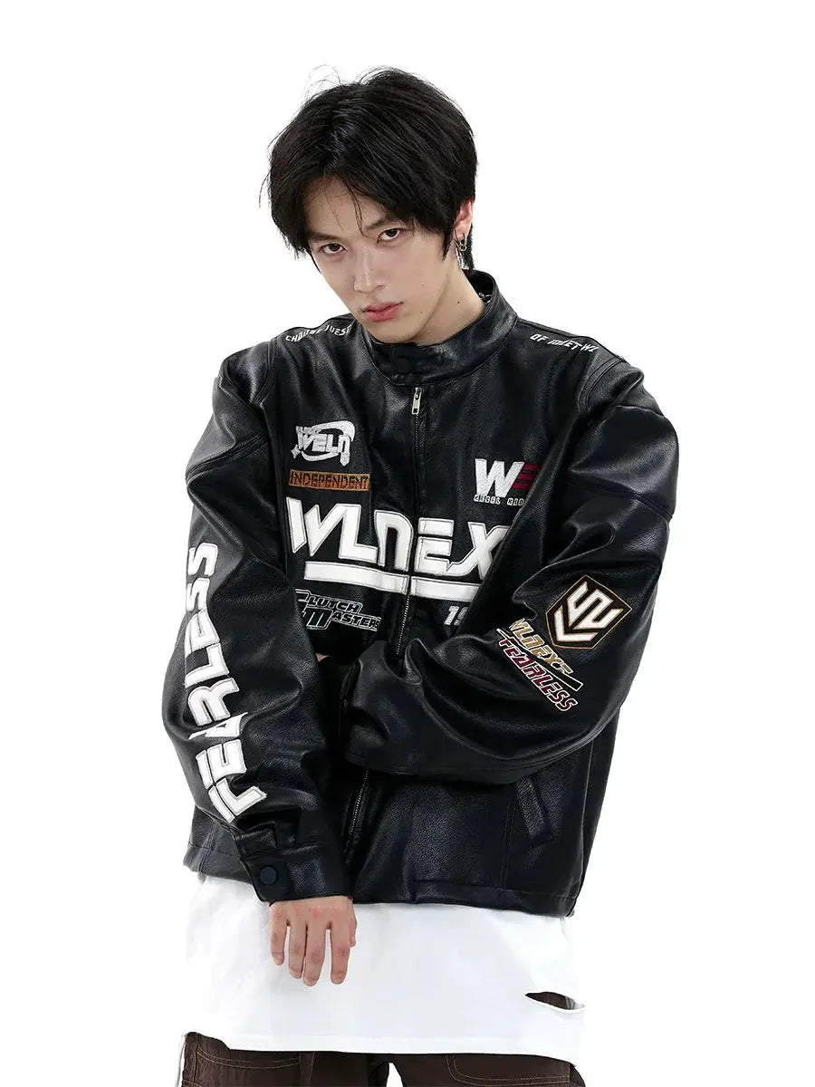 Langs American Retro Leather Racing Suit Faux Leather