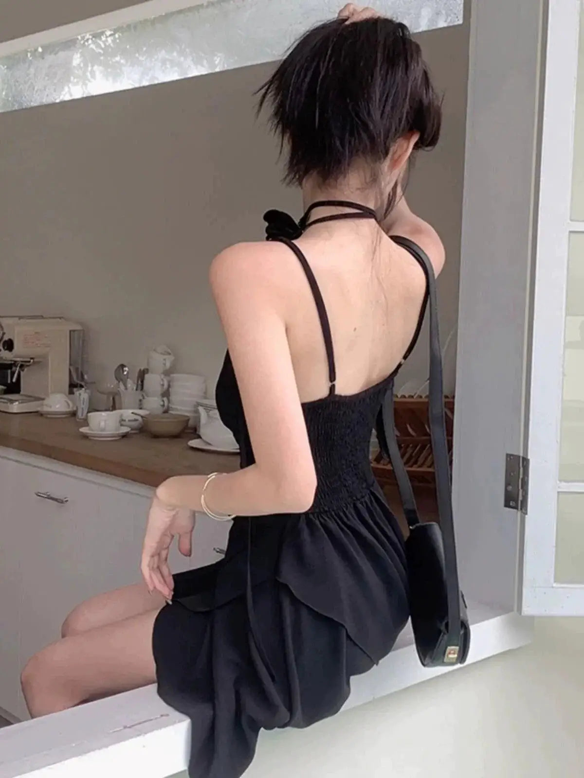 Girlsat18 Black Sexy Sling Dress For Stylish Young Women
