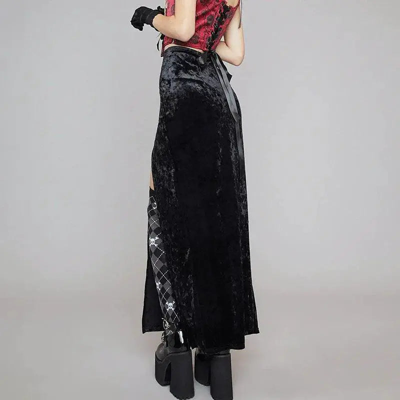 Gothic Punk Velvet Dress for Women Slim Fit Dark Charm