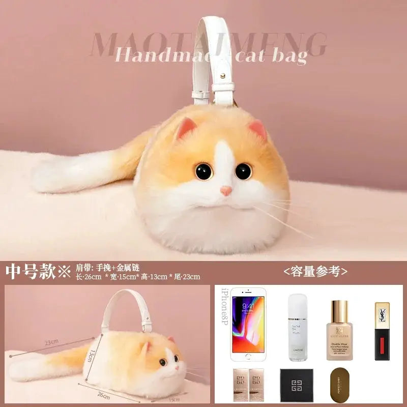 Casual Niche Style Chain Cat Messenger Bag for Cat Lovers