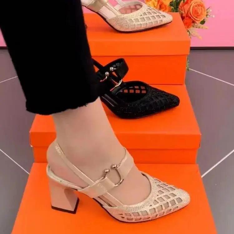 Women's Summer Baotou High Heel Hollow Sandals Size 35 40