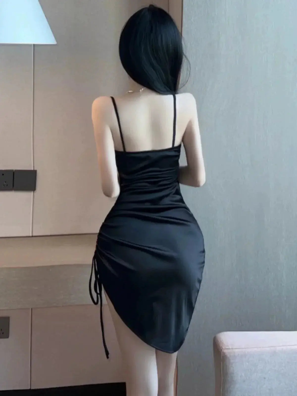 Silky Satin Suspender Skirt Slim Fit Chic Style For Women