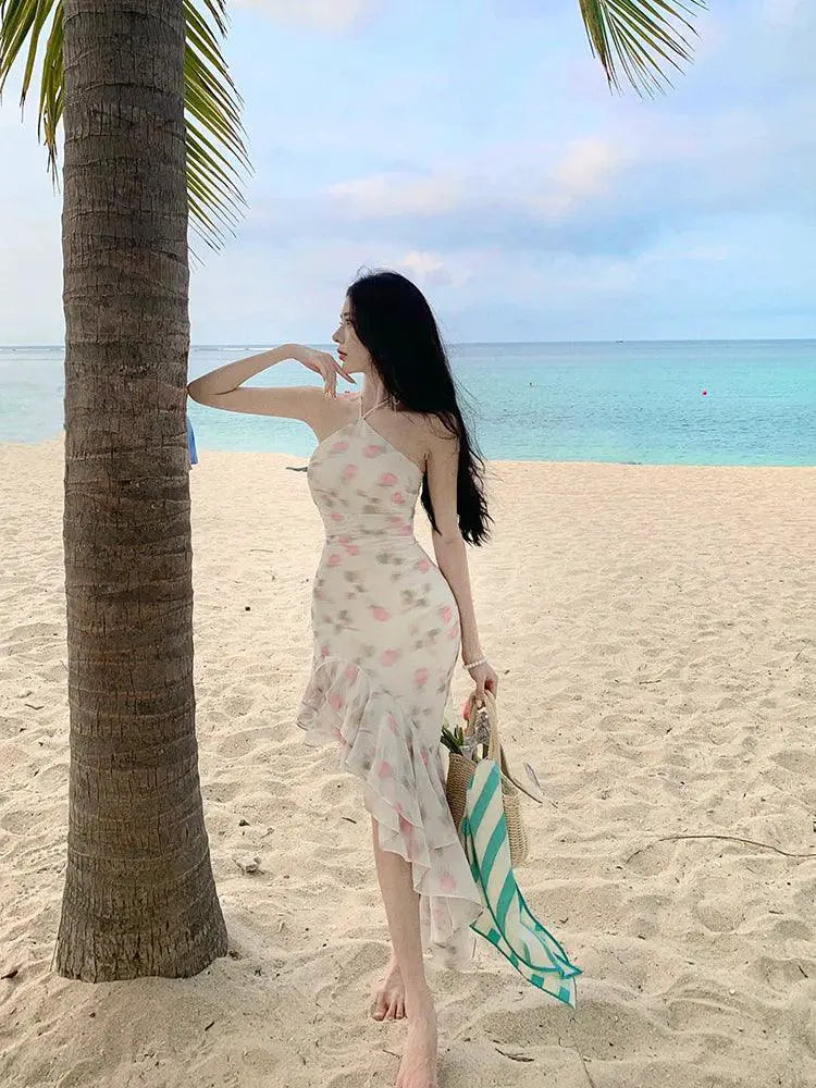 Desire Chiffon Halter Dress Resort Beachwear Chic Elegant