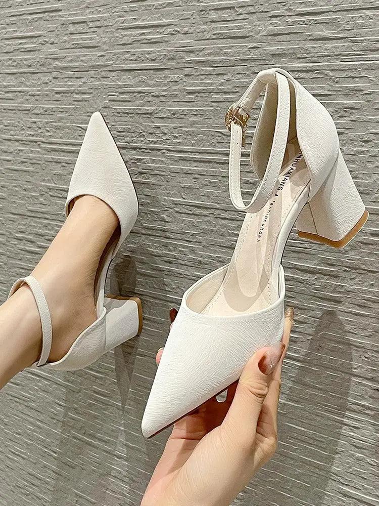 Chunky Heel Black Women Shoes French Winter Style 2022