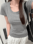 White Slimming Slim Fit Sexy Stylish Niche Style Short Sleeve Top