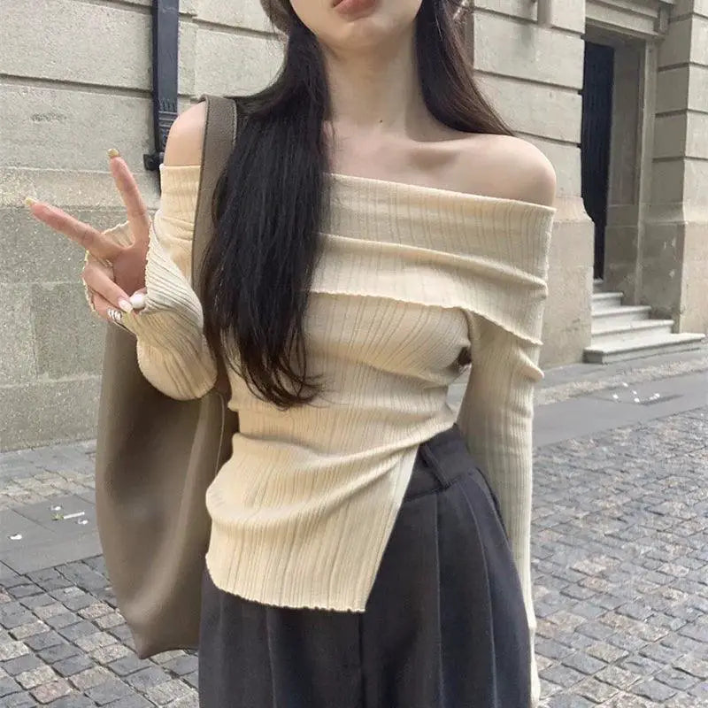 Cozy Off The Shoulder Knitwear For Plus Size Fashion Piece