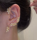 Simple Graceful Fancy Clip Leaves Female Stud Earrings Set
