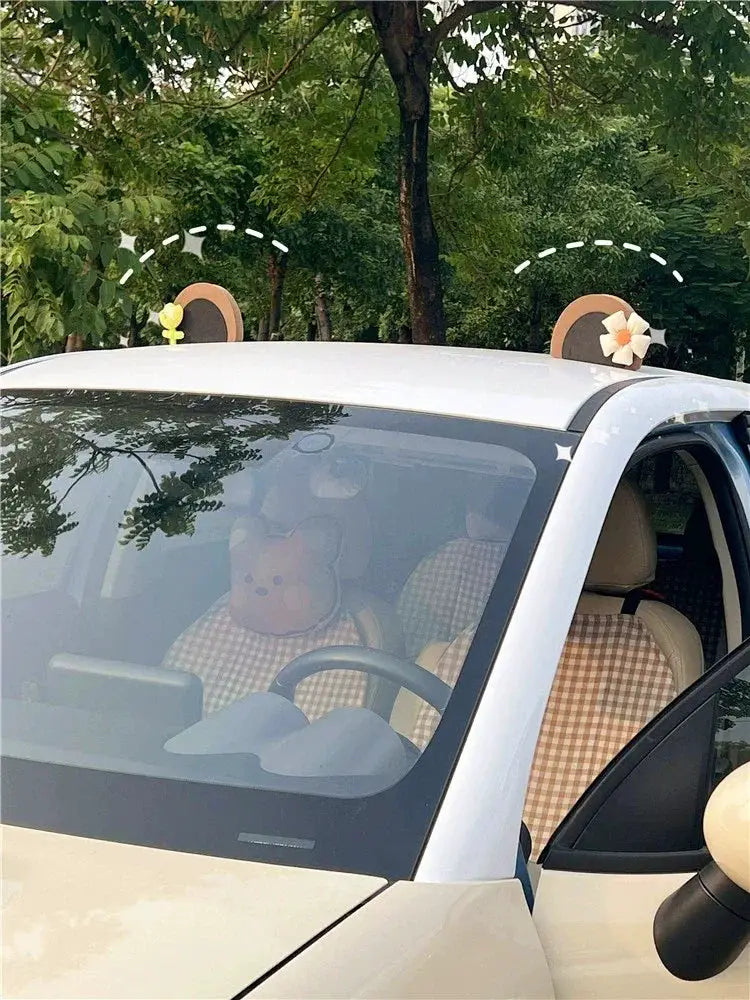Car Roof Decoration Cute Cartoon Bear Ears Accessory