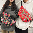 Floral Chinese Chest Bag: Foldable Stylish Fashion Accessory